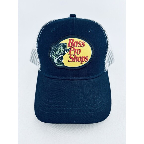 Bass Pro Shops Men's Blue White Gone Fishing Adjustable Trucker Hat Three In - Picture 1 of 9
